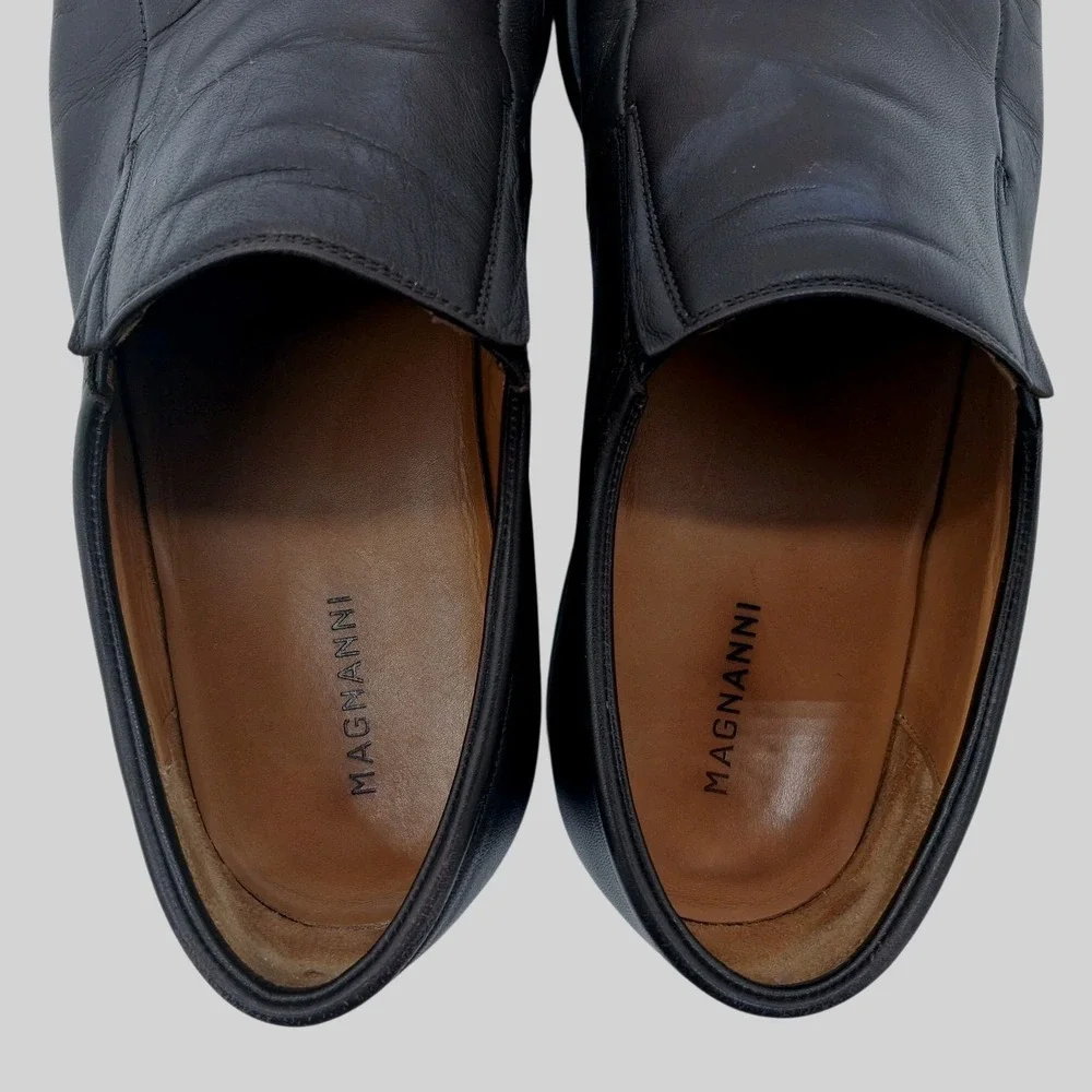 Magnanni Dress Shoes Mens Size 10.5 Dark Brown Leather Slip On Loafers 12655